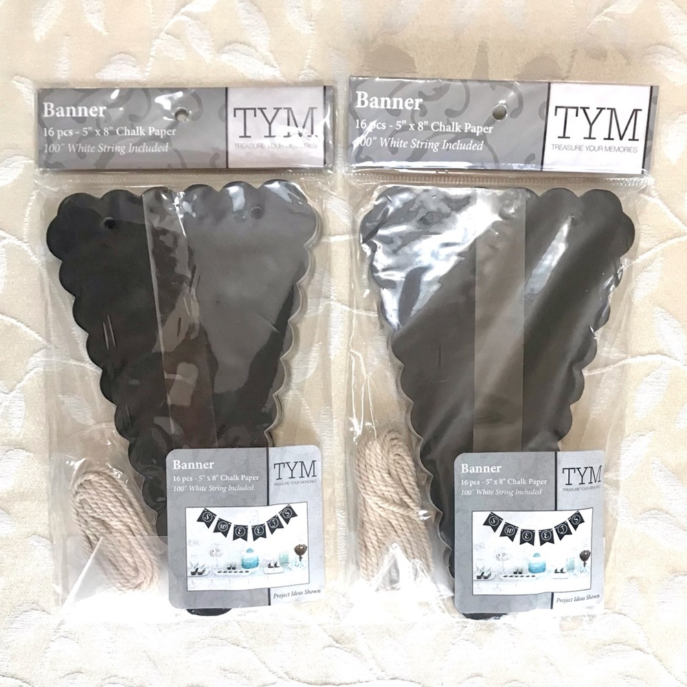 🆕 Chalk Board Bunting Banner 32 pc. 2 pk. scallop